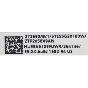 MAIN FUENTE PARA SMART TV HISENSE (ROKU) UHD 4K (3840 X 2160P) CON HDR / NUMERO DE PARTE 272690 / RSAG7.820.9486/ROH / 3TE55G20180W / ZTP2058X9AN / 264146 / MODELO 55R6090G